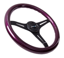 画像をギャラリービューアに読み込む, NRG Classic Wood Grain Steering Wheel (350mm) Purple Pearl/Flake Paint w/Black 3-Spoke Center