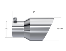 画像をギャラリービューアに読み込む, MBRP Universal Tip 4.5in O.D. Dual Wall Angled 3in inlet 8in length T304