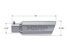 画像をギャラリービューアに読み込む, MBRP Universal Tip 6in OD Rolled End 4in Inlet 18in Length T304