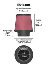 画像をギャラリービューアに読み込む, K&amp;N Universal Rubber Filter 4 1/2 inch FLG / 5 7/8 inch Base / 5 inch Top / 6 inch Height