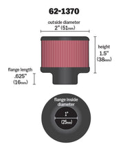 画像をギャラリービューアに読み込む, K&amp;N 1in Flange ID x 2in OD x 1.5 inch H Rubber Base Crankcase Vent Filter