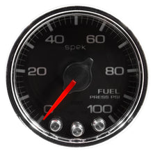 画像をギャラリービューアに読み込む, Autometer Spek-Pro Gauge Fuel Press 2 1/16in 100psi Stepper Motor W/Peak &amp; Warn Blk/Chrm