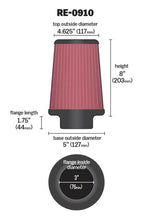 画像をギャラリービューアに読み込む, K&amp;N Universal Rubber Filter 3inch FLG / 5inch OD-B / 4-5/8inch OD-T / 8inch H