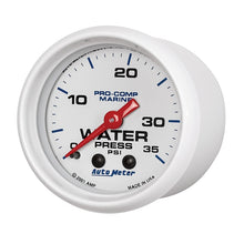 画像をギャラリービューアに読み込む, Autometer Marine White 2-1/16in 35 PSI Mechanical Water Pressure Gauge