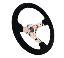 画像をギャラリービューアに読み込む, NRG Reinforced Steering Wheel (350mm / 3in. Deep) Blk Suede Floral Dipped w/ Blk Baseball Stitch