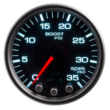 画像をギャラリービューアに読み込む, Autometer Spek-Pro Gauge Boost 2 1/16in 35psi Stepper Motor W/Peak &amp; Warn Blacksmoke//Black