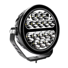画像をギャラリービューアに読み込む, Go Rhino Xplor Blackout Series Round LED Driving Light w/DRL (Surface/Threaded Stud Mnt) 7in. - Blk