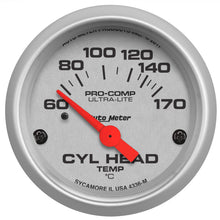 画像をギャラリービューアに読み込む, Autometer Ultra-Lite 2-1/16in 60-170 Deg F Electric Cylinder Head Temp Gauge