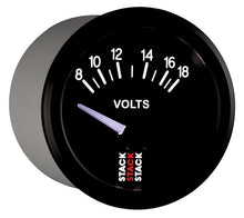 画像をギャラリービューアに読み込む, Autometer Stack Instruments 52mm 8-18V Electric Battery Voltage Gauge - Black