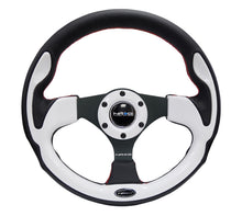画像をギャラリービューアに読み込む, NRG Reinforced Steering Wheel (320mm) Blk w/White Trim &amp; 4mm 3-Spoke