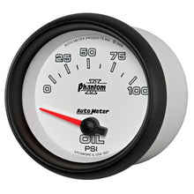 画像をギャラリービューアに読み込む, Autometer Phantom II 2 5/8in 0-100 PSI Short Sweep Electronic Oil Pressure Gauge