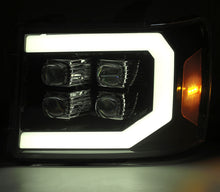 画像をギャラリービューアに読み込む, AlphaRex 07-13 GMC 1500HD NOVA LED Proj Headlights Plank - Jet Black w/Activ Light/Seq Signal/DRL