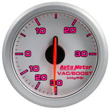 画像をギャラリービューアに読み込む, Autometer Airdrive 2-1/6in Boost/Vac Gauge 30in HG/30 PSI - Silver