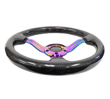 画像をギャラリービューアに読み込む, NRG Carbon Fiber Steering Wheel (350mm / 1.5in. Deep) Neochrome 3-Spoke Design w/Slit Cuts