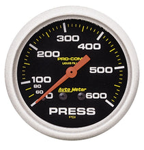 画像をギャラリービューアに読み込む, Autometer 2-5/8in Pro-Comp Liquid Filled Mechanical 600 PSI Pressure Gauge
