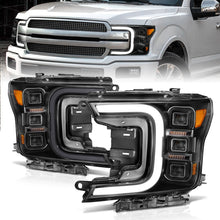 画像をギャラリービューアに読み込む, ANZO 18-20 Ford F-150 Full Led Projector Smoke Bar Style Headlights Black Amber
