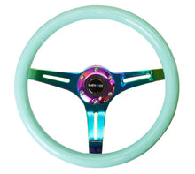 画像をギャラリービューアに読み込む, NRG Classic Wood Grain Steering Wheel (350mm) Minty Fresh Color w/Neochrome 3-Spoke Center