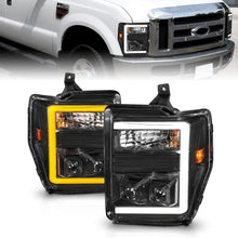 画像をギャラリービューアに読み込む, ANZO 08-10 Ford F-250 - F-550 Super Duty Projector Headlights w/ Light Bar Switchback Black Housing