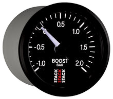 画像をギャラリービューアに読み込む, Autometer Stack 52mm -1 to +2 Bar T-Fitting 0.187in Barb (M) Mechanical Boost Pressure Gauge - Black