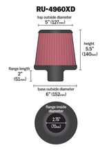 画像をギャラリービューアに読み込む, K&amp;N Filter Universal Clamp-On Filter-Round Tapered 2.75in Flange ID x 6in Base OD x 5in Top OD
