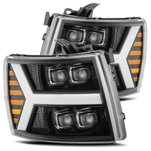 画像をギャラリービューアに読み込む, AlphaRex 07-13 Chevy 1500HD(NewBody) NOVA LED Proj Headlight Plank Sty Glos Blk w/Activ Lite/Seq Sig