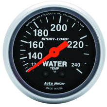 画像をギャラリービューアに読み込む, Autometer 2-1/16in 120-240 Degree F Mechanical Water Temp Sport-Comp Gauge w/ 12ft Tubing