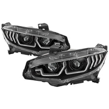 画像をギャラリービューアに読み込む, Spyder 16-18 Honda Civic 4Dr w/LED Seq Turn Sig Lights Proj Headlight - Black - PRO-YD-HC16-SEQ-BK