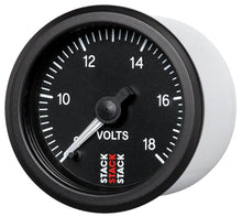 画像をギャラリービューアに読み込む, Autometer Stack 52mm 8-18V Pro Stepper Motor Battery Voltage Gauge - Black