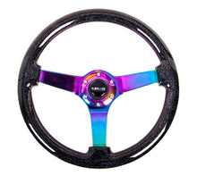 画像をギャラリービューアに読み込む, NRG Reinforced Steering Wheel (350mm / 3in. Deep) Classic Blk Sparkle w/4mm Neochrome 3-Spoke Center
