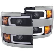 画像をギャラリービューアに読み込む, ANZO 2015-2016 Chevrolet Silverado Projector Headlights w/ Plank Style Design Black w/ Amber