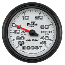 画像をギャラリービューアに読み込む, Autometer Phantom II 2-5/8in 30INHG-45PSI Phantom Mechanical Boost/Vacuum Gauge
