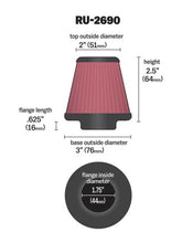 画像をギャラリービューアに読み込む, K&amp;N Filter Universal Rubber Filter 1 3/4 inch Flange 3 inch Base 2 inch Top 2.5 inch Height