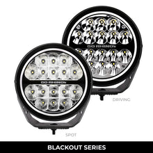画像をギャラリービューアに読み込む, Go Rhino Xplor Blackout Series Round LED Spot Light Beam w/DRL (Surface/Thread Stud Mnt) 7in. - Blk