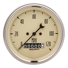 画像をギャラリービューアに読み込む, Autometer 3-3/8in 120mph Antique Beige Elec. Programmable Speedometer w/ Wheel Odometer