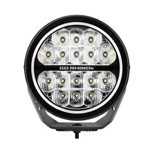 画像をギャラリービューアに読み込む, Go Rhino Xplor Blackout Series Round LED Spot Light Beam w/DRL (Surface/Thread Stud Mnt) 7in. - Blk