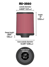 画像をギャラリービューアに読み込む, K&amp;N Universal Rubber Filter 2-1/4in FLG x 5-1/8in Base x 4-5/8in Top x 6in Height