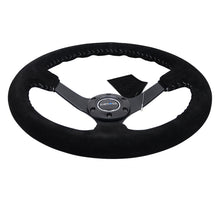 画像をギャラリービューアに読み込む, NRG Reinforced Steering Wheel (350mm / 3in. Deep) Blk Suede/Silver BBall Stitch w/5mm Mt. Blk Spokes
