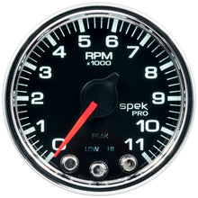 画像をギャラリービューアに読み込む, Autometer Spek-Pro Gauge Tach 2 1/16in 11K Rpm W/ Shift Light &amp; Peak Mem Blk/Chrm