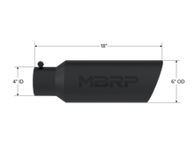 画像をギャラリービューアに読み込む, MBRP Universal Tip 6in OD Rolled End 4in Inlet 18in L Black Coated Exhaust Tip