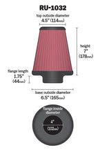 画像をギャラリービューアに読み込む, K&amp;N Universal Clamp-On Air Filter 4in FLG / 6-1/2in B / 4-1/2in T / 7in H