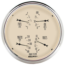画像をギャラリービューアに読み込む, AutoMeter Gauge Quad 5in. 240 Ohm(e) to 33 Ohm(f) Elec Antique Beige