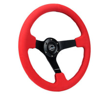 画像をギャラリービューアに読み込む, NRG Reinforced Steering Wheel (350mm/3in. Deep) Matte Black Spoke/ Red Alcantara w/ Black Stitching