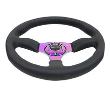 画像をギャラリービューアに読み込む, NRG Reinforced Steering Wheel (350mm / 2.5in. Deep) Leather Race Comfort Grip w/4mm Neochrome Spokes