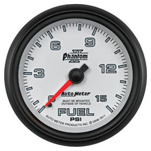 画像をギャラリービューアに読み込む, Autometer Phantom II 2-5/8in 0-15PSI Mechanical Fuel Pressure Gauge