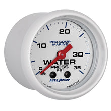 画像をギャラリービューアに読み込む, Autometer Marine White 2-1/16in 35 PSI Mechanical Water Pressure Gauge