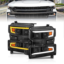 画像をギャラリービューアに読み込む, ANZO 19-22 Chevrolet Silverado 1500 LED Proj HL w/Lgt Bar SwBk Seq. Blk w/In. Light - Driver Side ON