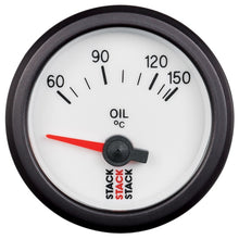 画像をギャラリービューアに読み込む, Autometer Stack 52mm 60-150 Deg C M10 Male Electric Oil Temp Gauge - White