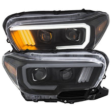 画像をギャラリービューアに読み込む, ANZO 2016-2017 Toyota Tacoma Projector Headlights w/ Plank Style Design Black/Amber w/ DRL