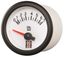 画像をギャラリービューアに読み込む, Autometer Stack 52mm 0-7 Bar M10 Male Electric Oil Pressure Gauge - White