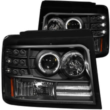 画像をギャラリービューアに読み込む, ANZO 1992-1996 Ford F-150 Projector Headlights w/ Halo Black w/ Side Markers and Parking Lights